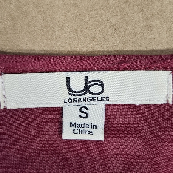 YA Los Angeles Boho Cut Out Long Sleeve Peasant Top Size S Deep Red Bohemian - Picture 8 of 13